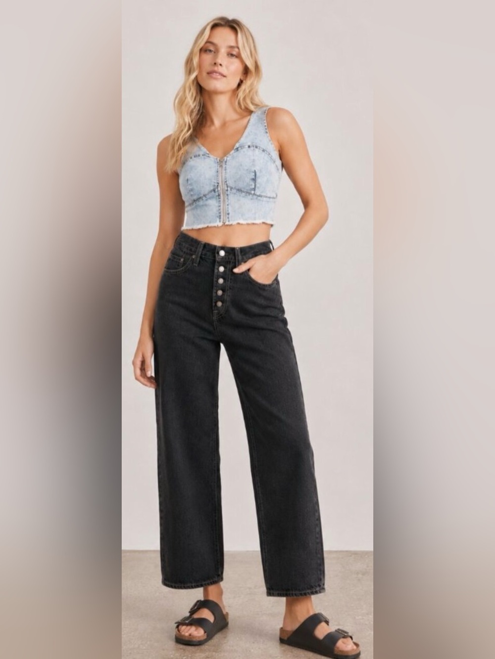 🖤 Levi’s Ribcage Straight Ankle Jeans size 26 x 27 Black Grey high waisted